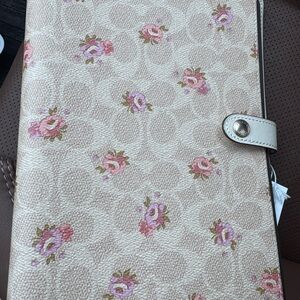 Coach Gray and Pink Spiral Notebook cover NWT
